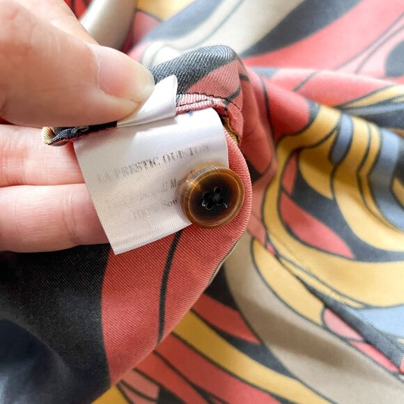 La Prestic Ouiston Silk Skirt Button Front Size 2 Medium - Picture 5 of 10